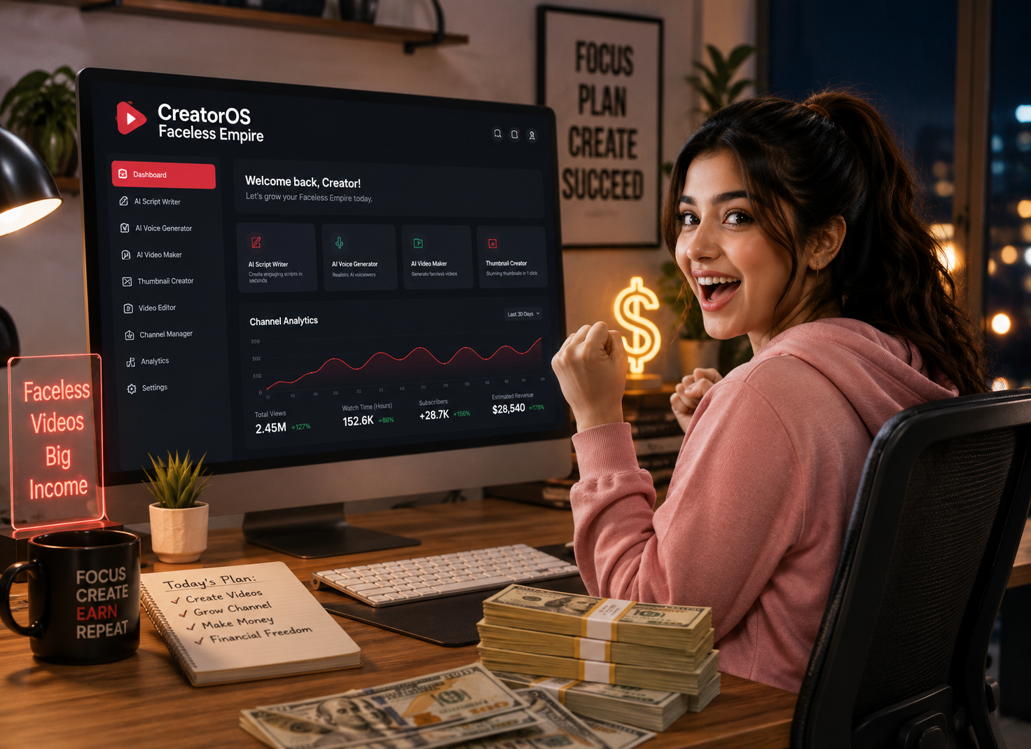 CreatorOS Faceless Empire Dashboard