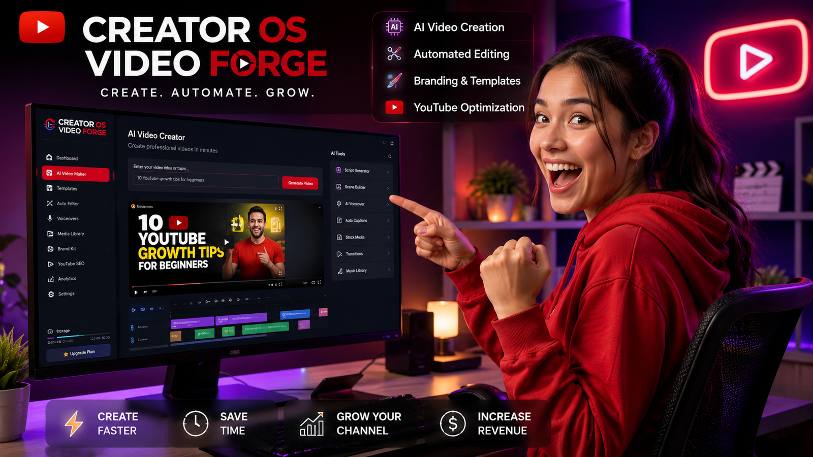 CreatorOS VideoForge PRO Dashboard